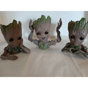 (3)Groot Marvel Guardian Of The Galaxy Baby GROOT FLOWER POT PLANTERS Green-Gray